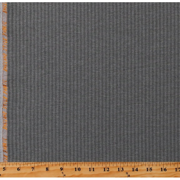 Gray Heather Wool-Look Striped Suiting Herringbone Weave Easy Care Wrinkle-Free 60" Wide Polyester/Blend England Style Fabric by the Yard (A611.08)
