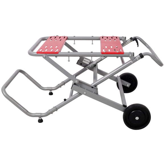 Gray HeavyDuty Rolling Foldable Table Saw Stand, Universal Steel Saw Base with 8" Wheels Adjustable Height 330 LBS Load Capacity for Woodworking Garage Workshop