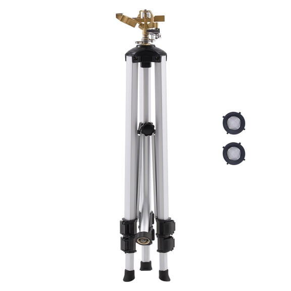 Gray Heavy Duty Tripod Sprinkler, 360 Wide Range Adjustable Height Garden Sprayer