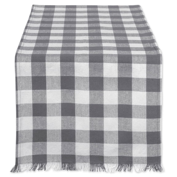 DII Heavyweight Check Fringe Table Runner