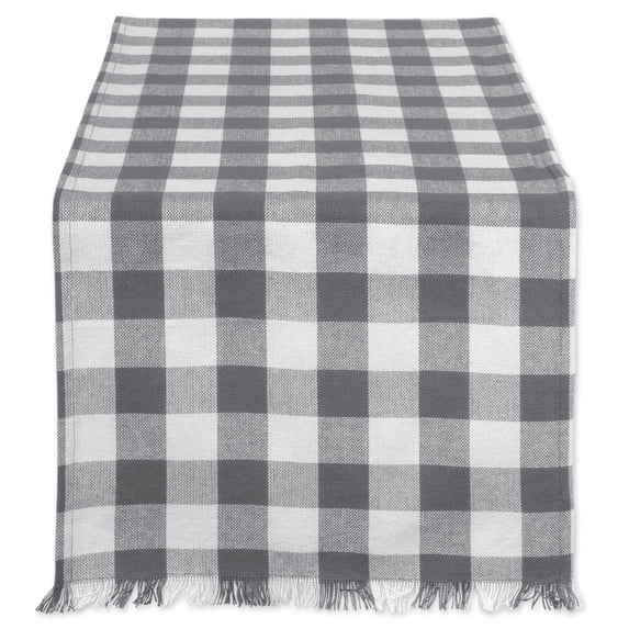 DII Heavyweight Check Fringe Table Runner