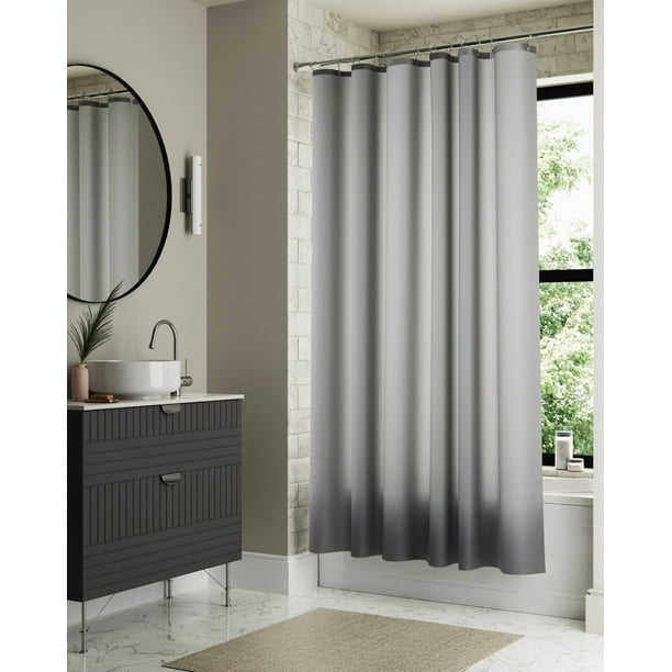 Gray Heavyweight PEVA Shower Liner with 2 Adhesive Clips, 70" x 72