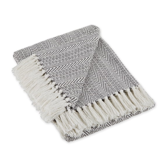 Gray Herringbone Stripe Throw