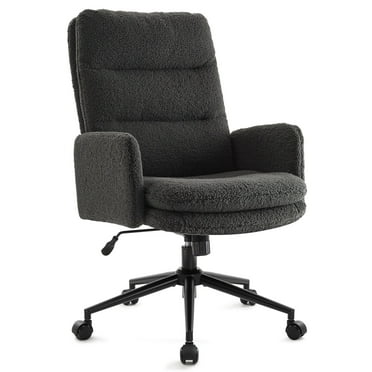 Gray High-Back Home Office Chair,Upholstered Desk Chair with Armrests,Height Adjustable Armchair with Wheels, Swivel Office Desk Chair, Ergonomic Computer Task Chair
