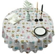 thumbnail image 1 of Gray Highland Cow Bathtub Sunflower Pattern Round Tablecloth 60"x60",Wrinkle Wipeable Table Cloth for Kitchen Dining Room Picnic Patio Party, 1 of 6