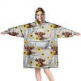 thumbnail image 1 of Gray Highland Cow Bathtub Sunflower Pattern Wearable Oversized Blanket,Wearable Blanket Hoodie for Adults,Cozy Hooded Blankets with Super Pockets,Super Warm Fuzzy Pullover for Women & Men, 1 of 6