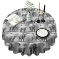 thumbnail image 1 of Gray Highland Cow Bird Pattern Round Tablecloth 60"x60",Wrinkle Wipeable Table Cloth for Kitchen Dining Room Picnic Patio Party, 1 of 6