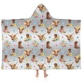 thumbnail image 1 of Gray Highland Cow Flower Boot Pattern Hooded Bath Towel，60"x35" for Ages 3 To 12 Kids, Quick Dry Lightweight Soft Microfiber Hood Beach Towel Cover Up for Kids, 1 of 7
