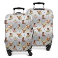 thumbnail image 1 of Gray Highland Cow Flower Boot Pattern Luggage Cover Fashion Suitcase Cover Baggage Covers Fit 25-28 Inch Luggage (Go Travel), 1 of 5