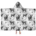 thumbnail image 1 of Gray Highland Cow Hummingbird Pattern Hooded Bath Towel，60"x35" for Ages 3 To 12 Kids, Quick Dry Lightweight Soft Microfiber Hood Beach Towel Cover Up for Kids, 1 of 7