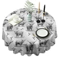 thumbnail image 1 of Gray Highland Cow Hummingbird Pattern Round Tablecloth 60"x60",Wrinkle Wipeable Table Cloth for Kitchen Dining Room Picnic Patio Party, 1 of 6