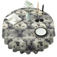 thumbnail image 1 of Gray Highland Cow Layer Pattern Round Tablecloth 60"x60",Wrinkle Wipeable Table Cloth for Kitchen Dining Room Picnic Patio Party, 1 of 6