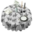 thumbnail image 1 of Gray Highland Cow Person Pattern Round Tablecloth 60"x60",Wrinkle Wipeable Table Cloth for Kitchen Dining Room Picnic Patio Party, 1 of 6