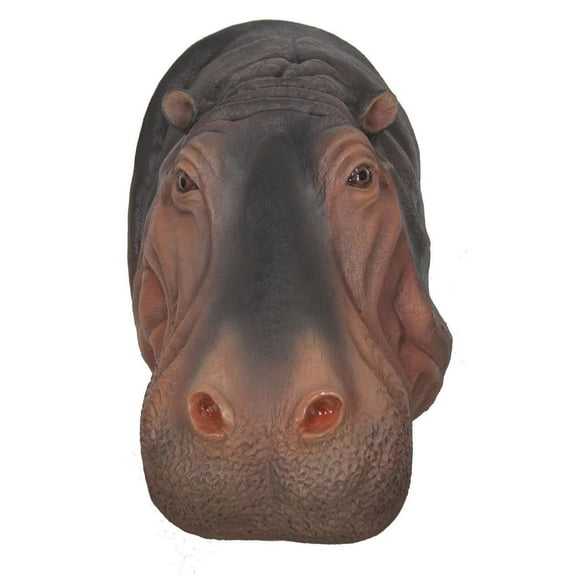 Gray Hippo Head Life Size Statue