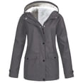 thumbnail image 1 of Gray Hooded Zipper Coat, Waterproof Fabric Warm Winter Outwear Coats, Plush Rain Jacket Women Zip Up Casual Hoodies Windbreaker Jackets Long Sleeve Coat Travel Jackets, 5XL, 1 of 4