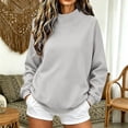thumbnail image 1 of Gray Hoodies for Women Mock Neck Sweatshirt Women Fall Fashion Oversized Turtleneck Pullover Fleece Long Sleeve Sweatshirts Tops, 1 of 6