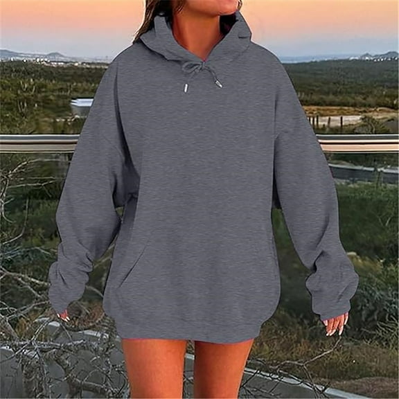 Gray Hoodies for Womens Oversized Winter Cotton Sweatshirts Pullover 2025 Fashion Tops Trendy Outfits Women Fall Clothes