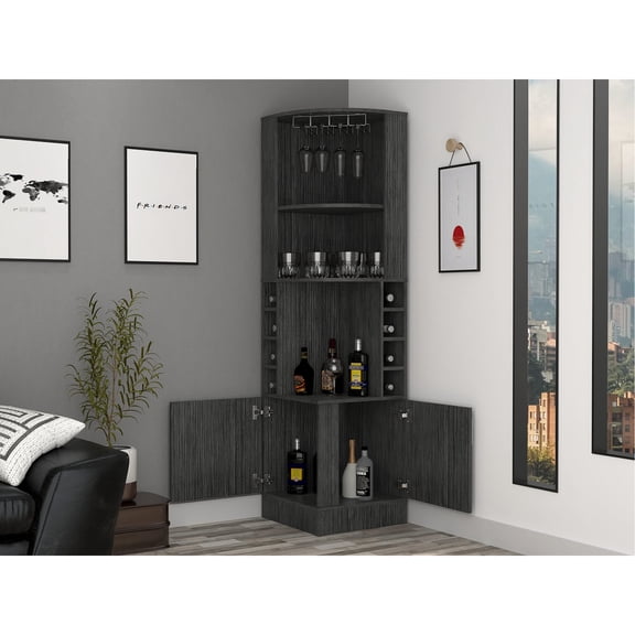 Gray Hue - Two Door Bottom Cabinet - Man Cave Bar - Organize Alcohol Collection