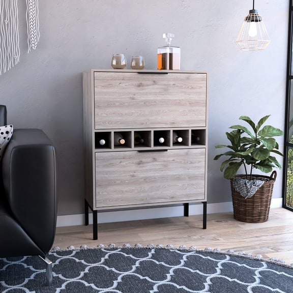 Gray Hue - Two-Door Flexible Function in Home Bar - Contemporary Bar Atmosphere Creation - Ensures Glass Safety