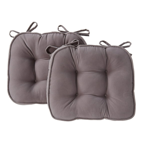 Gray Hyatt Microfiber 17 x 15 in. Indoor Tufted Chair Cushion (2-Pack) by Greendale Home Fashions