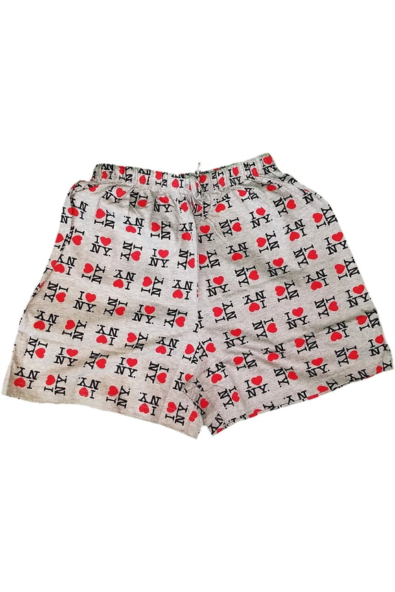 Gray I Love NY Boxer Shorts Unisex Sleepwear New York Souvenir Gift Small