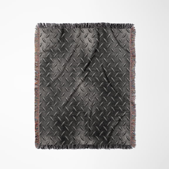 Gray Image Of Diamond Plate Metal Pattern, Woven Blanket