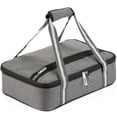 thumbnail image 1 of Gray Insulated Casserole Carrier and Lasagna Holder for Picnic Potluck Beach Day Trip Camping Hiking - Hot and Cold Thermal Bag in Gray – Tote can hold 11 x 15 or 9 x 13 baking dish, 1 of 8