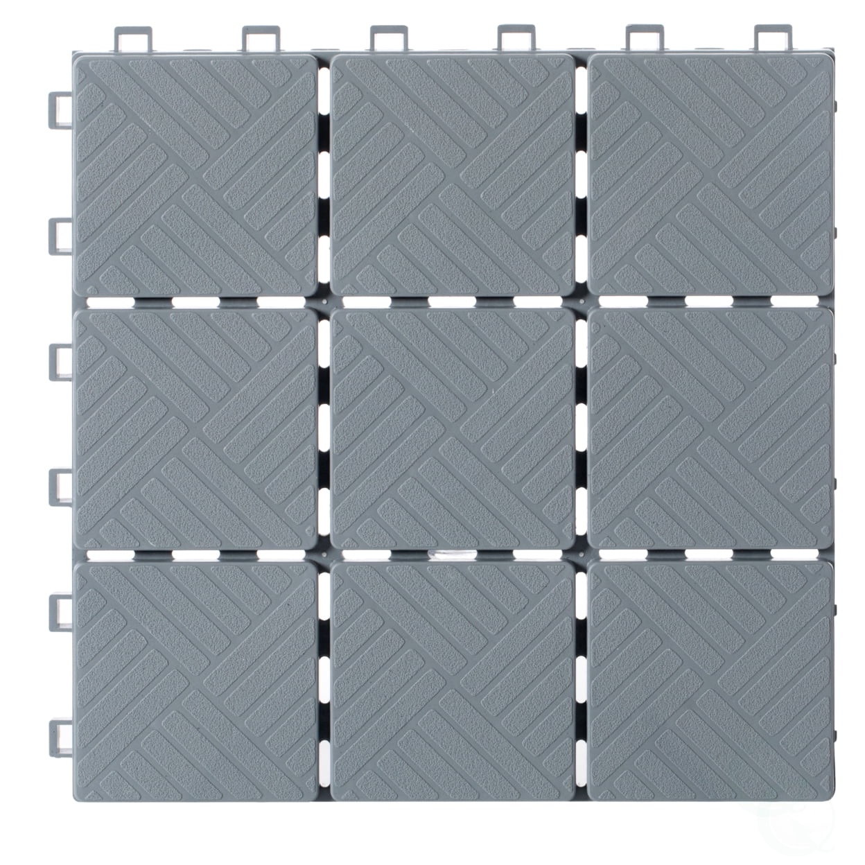 Gray Plastic Interlocking Square Outdoor Deck Tiles with Water Protection