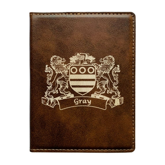 Gray Irish Coat of Arms Leather Passport Wallet