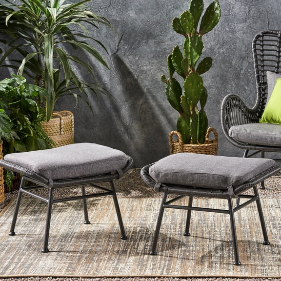 Gray Iron+Plastic - Durable Frame & Versatile Footrest or Side Table Use - Outdoor Sunroom / Serves Practical Needs