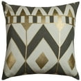 thumbnail image 1 of Gray Ivory Gold Geo Diamond Throw Pillow, 1 of 3