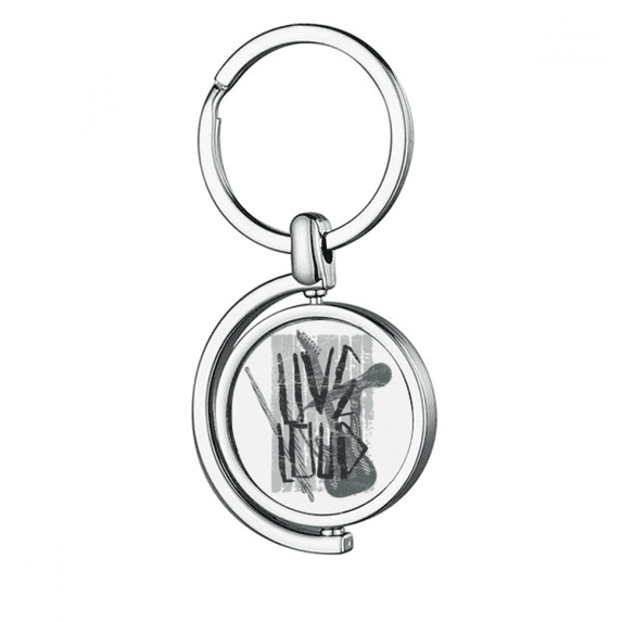 Gray Jazz Music Instruments Pattern Rotating Keychain Metal Keyring Holder