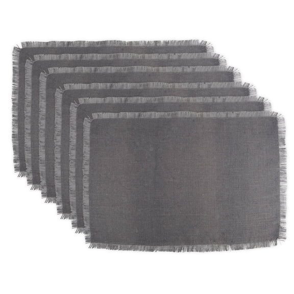 DII Gray Jute Solid 13x19" Placemat Set 6 Piece