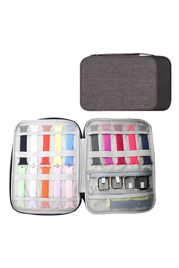 Gray KOMI single-layer strap storage bag, 15 slots for apple strap, 31*23*2cm 100g, ant cloth durable, exquisite storage