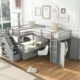 thumbnail image 1 of Gray L-Shaped Bunk Bed with Drawers and Staircase Shelves for Extra Storage, 1 of 2