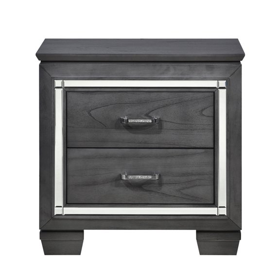 Gray - LED - Enhanced Design - Bedroom Use - Contemporary Nightstand