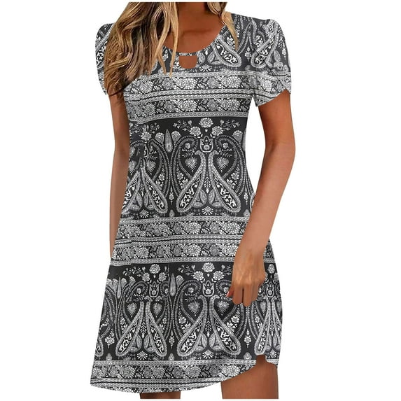 Gray Ladies Brunch Ruffle Dresses for Juniors Spandex Midi Knee Length Cutout Eyelet Summer Fall 2025 Clothes Fashion L