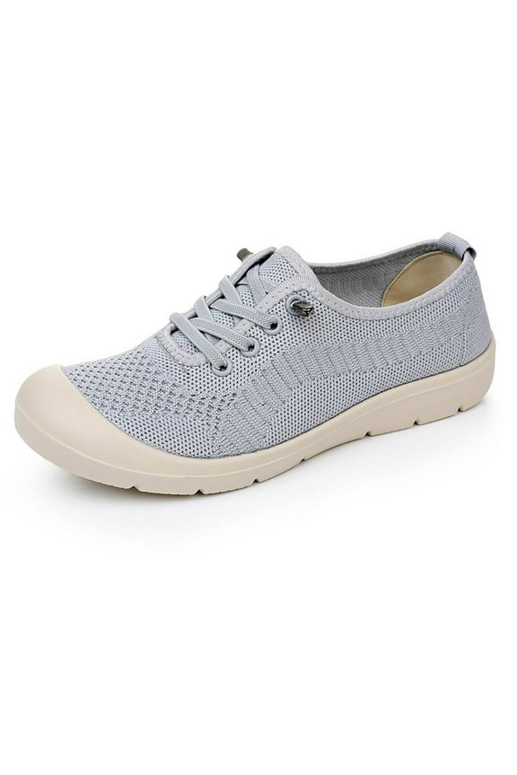 Gray Ladies Casual Soft Soled Versatile Round Toe Solid Color Flats Shoes For Indoor Outdoor