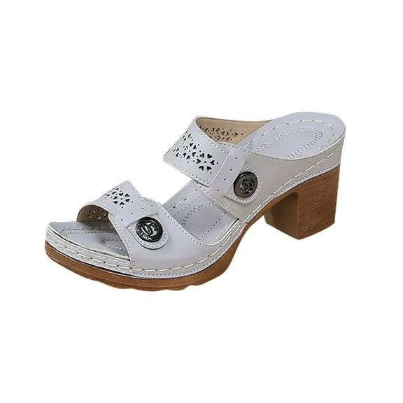 Gray Ladies Fashion Heeled Shoes With Open Toe Style Comfortable For Daily Activities And Easy Movement 7.5Cm Thick Heel