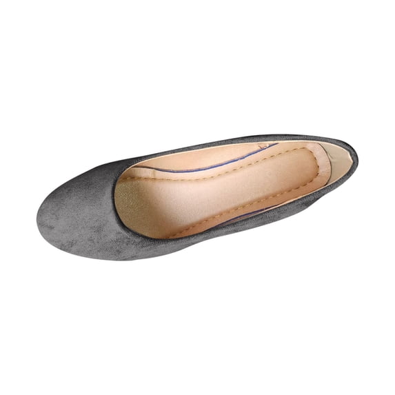 Gray Ladies Flats Summer Casual Solid Color Round Toe Slip-On Wedge Heel Loafers Comfortable Lightweight Shoes For Daily Walking Size 42