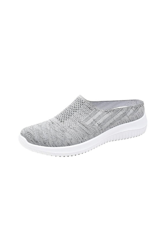 Gray Ladies Wide Width Cloth Shoes Soft Sole For Leisure Wear