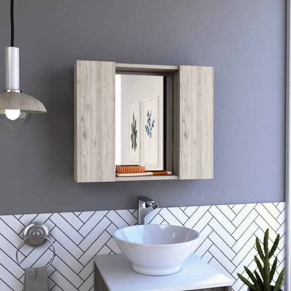 Gray Laminated Particle Board Cabinet | Durable & Space - saving | Bathroom Decor