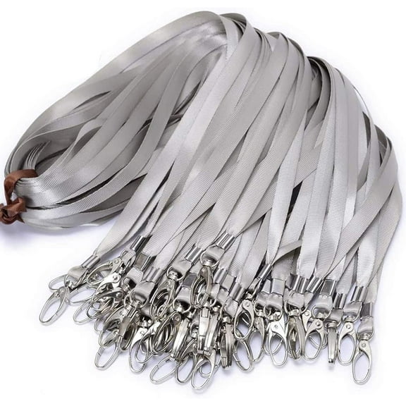 Gray Lanyards Bulk Lanyards for Id Badges 50 Pack Each 17.7-Inch Lanyard Clip Woven Badge Lanyard with Clip Swivel Hooks (Gray, 50)
