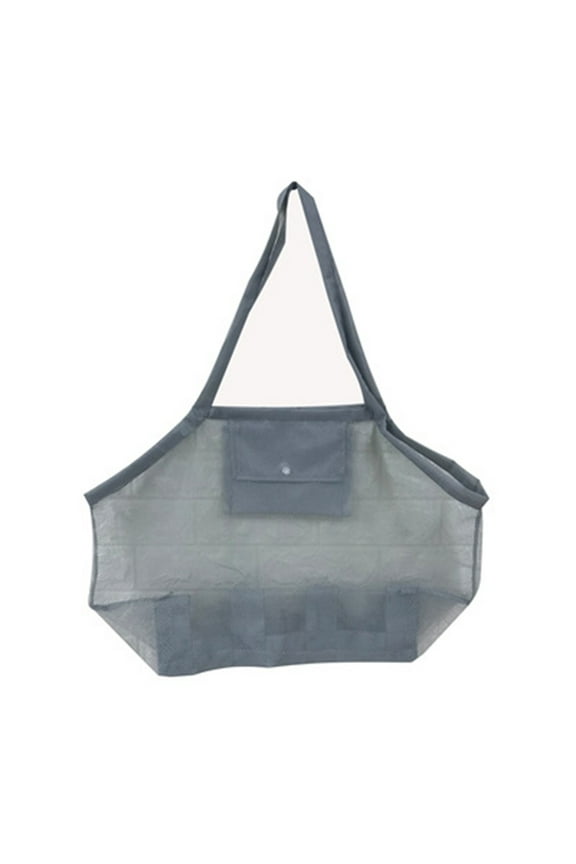 Gray Large Beach Toy Mesh Bag Kids Collecting Bag Beach Sand Toy Large