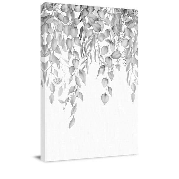 Gray Leaf Canvas Wall Art for Living Room, Eucalyptus Leaves Spring Plant Farmhouses Wall Decor Framed Artwork Pictures Ready to Hang for Bedroom Office Home Decor