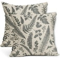 thumbnail image 1 of Gray Leaf Plant Pillow Covers 18X18 Inch Set of 2 Grey Tropical Fern Herbs Botanical Leaves Floral Decorative Pillow Cases Vintage Cushion Case Farmhouse Home Decor for Couch Sofa Porch Outdoor, 1 of 6