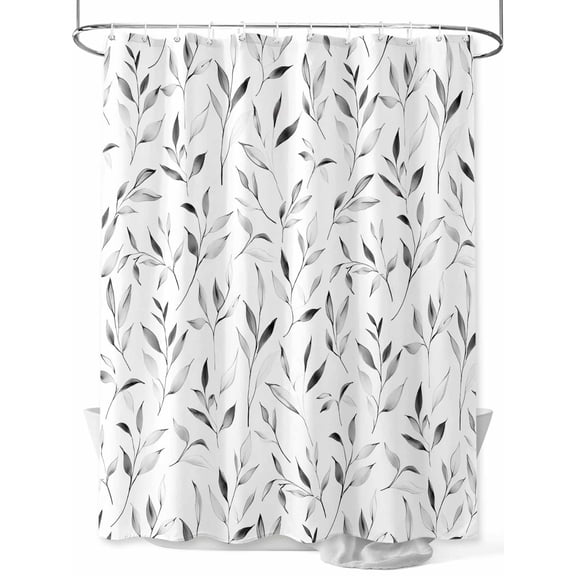 Gray Leaf Shower Curtain Set ，Waterproof Fabric Shower Curtains Abstract Countryside Shower Curtains for Bathroom,Bathroom Decor 36"x72"