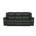 Gray LeatherAir Reclining Sofa with Lumbar Support Transitional