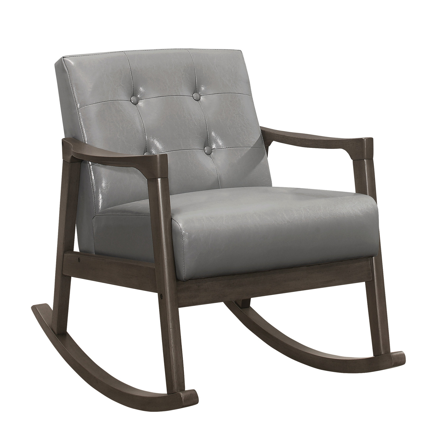 Gray Leather Upholstered Rocker / Rocking in Mid - Century Living ...