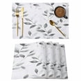 thumbnail image 1 of Gray Leaves Placemats Set of 6 Spring Rustic Branches Botanical Place Mats Indoor Wipeable Table Mats Washable Cloth Dining Table Placemats for Kitchen Holiday Party Home Decor 13x19 Inch, 1 of 9